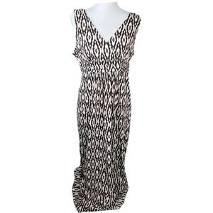 LOFT Outlet V neck Maxi Dress Deep Purple and Ivory Sleeveless Size LP